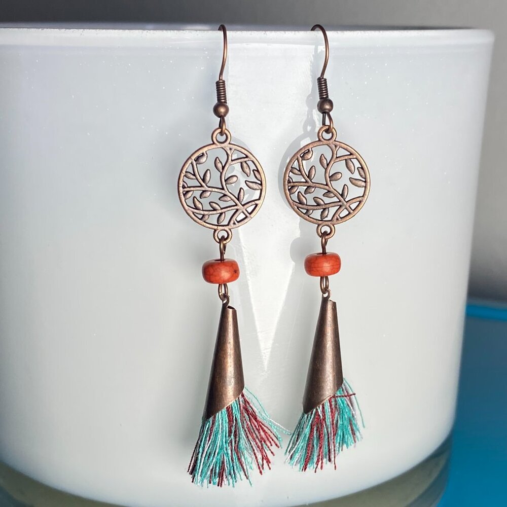 Turquoise Vintage Tassel Earrings - Zinc Alloy (NEW w/out tags)